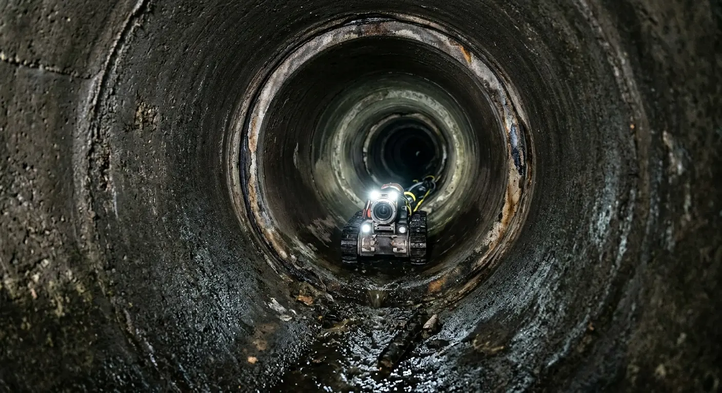 Robotic sewer camera inspecting pipe interior for Drain Snake Service in Bacliff